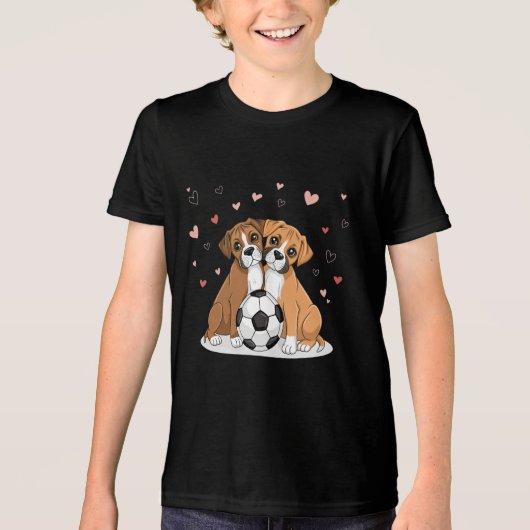 Boxers with soccer ball for Valentine's Day Tri-Blend Shirt (Voorkant)