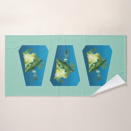 Boxfish - Ontwerp gradiënt blauwe achtergrond | Badhanddoek (Badhanddoek)