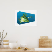 Boxfish - Ontwerp gradiënt blauwe achtergrond | Poster (Keuken)