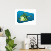 Boxfish - Ontwerp gradiënt blauwe achtergrond | Poster (Thuiskantoor)