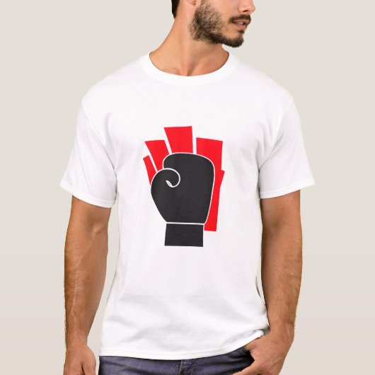 Boxhandschuh Silhouette Mit Kraftvollen Strahlen T-shirt (Voorkant)