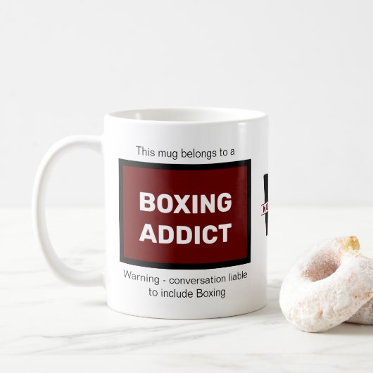 Boxing Addict Voeg Jouw naam Monogram Initiaal toe Koffiemok (Met donut)