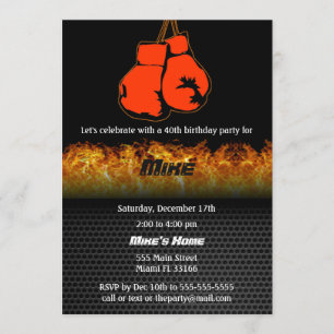 Boxing Adult Birthday Party Invitation Kaart