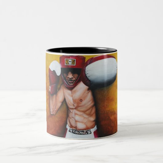 Boxing Art Tweekleurige Koffiemok (Center)