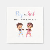 Boxing Baby Pink or Blue Gender Reveal Napkins Servet (Voorkant)