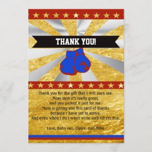 Boxing Baby shower Bedankt Opmerking Gold