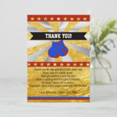 Boxing Baby shower Bedankt Opmerking Gold (Staand voorkant)