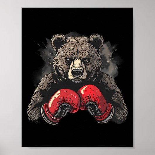 Boxing Bear Lover Boxing Gloves Kickboxing Funny B Poster (Voorkant)