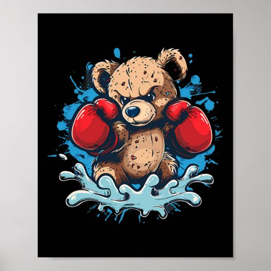 Boxing Bear Lover Boxing Gloves Kickboxing Funny B Poster (Voorkant)