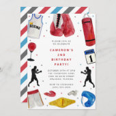 Boxing Boy Birthday Party Invitation Kaart (Voorkant / Achterkant)