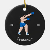 Boxing Boy man Boxing Name & Year Dated Keramisch Ornament (Voorkant)
