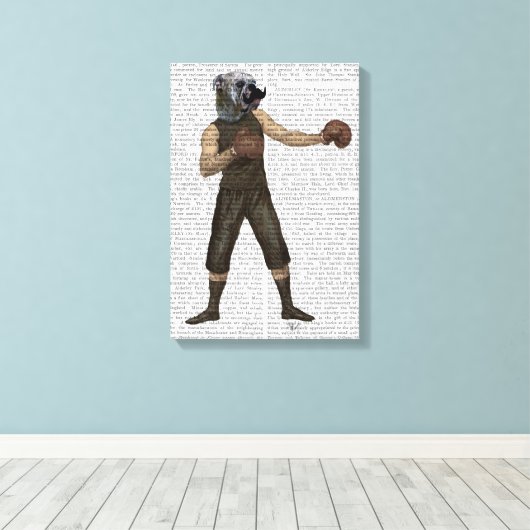 Boxing Bulldog Full Canvas Afdruk (Insitu (Houten vloer))