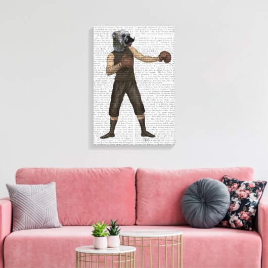 Boxing Bulldog Full Canvas Afdruk (Insitu (Woonkamer))