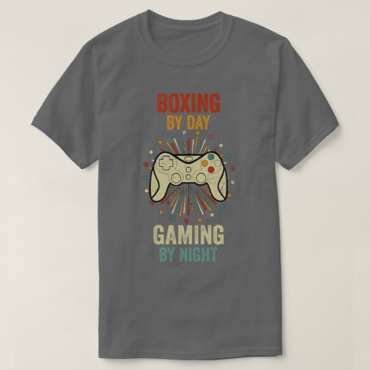 Boxing by day gaming 's nachts t-shirt (Design voorkant)