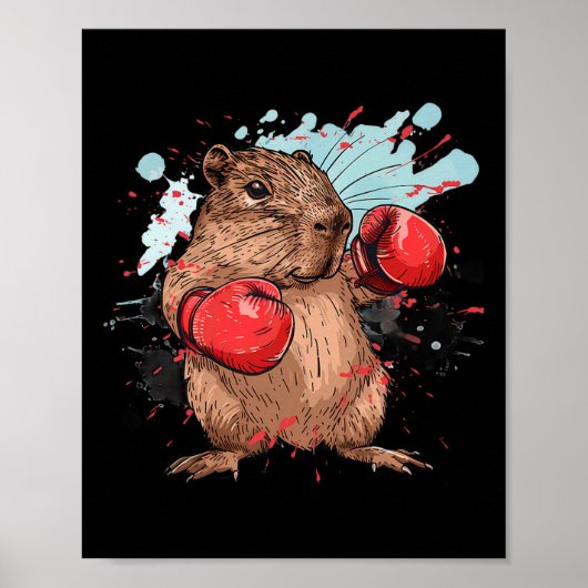 Boxing Capybyra With Boxing Gloves Kickboxing Funn Poster (Voorkant)