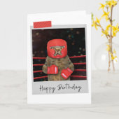 Boxing Cat Funny Birthday Card Kaart (Gele Bloem)
