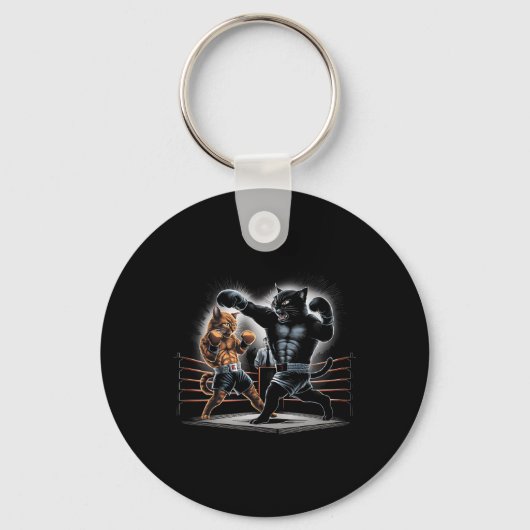 Boxing Cats Kat Boxing Lovers Graphic Design Sleutelhanger (Voorkant)