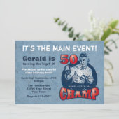 Boxing Champ 50th Birthday Party Invitation Kaart (Staand voorkant)