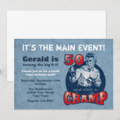 Boxing Champ 50th Birthday Party Invitation Kaart (Voorkant / Achterkant)