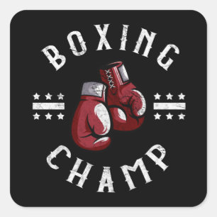 Boxing Champ Box Sport Martial Arts Fighter Vierkante Sticker