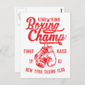 Boxing Champ New York Boxing Club Fight Hard Briefkaart (Voorkant / Achterkant)