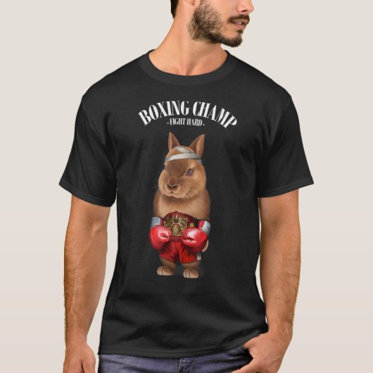 Boxing Champion Dwarf Rabbit Fighter T-shirt (Voorkant)