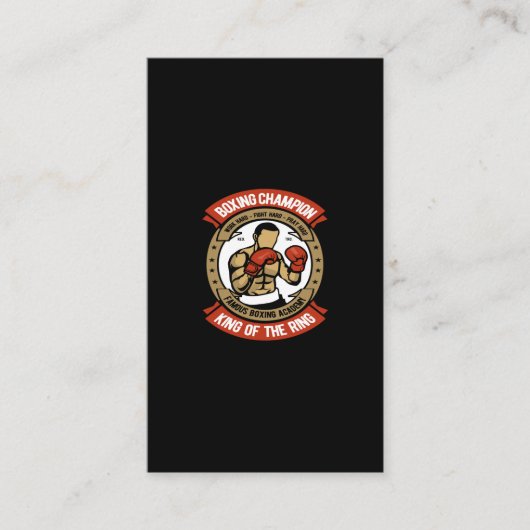 boxing champion king of the ring visitekaartje (Voorkant)