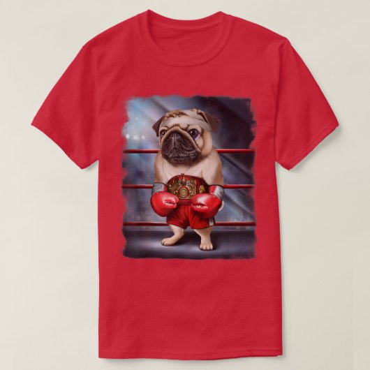 Boxing Champion Pug Dog Fighter  T-shirt (Design voorkant)
