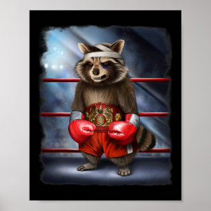 Boxing Champion Raccoon Fighter Poster
