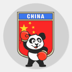 Boxing China Panda Ronde Sticker