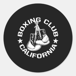 Boxing Club California handschoenen grafisch voor Ronde Sticker