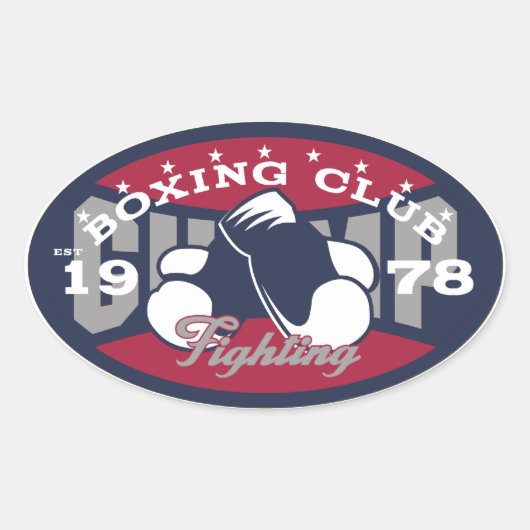 Boxing Club Ovale Sticker (Voorkant)