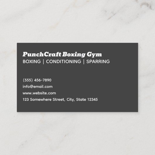 Boxing Club Visitekaartje (Achterkant)