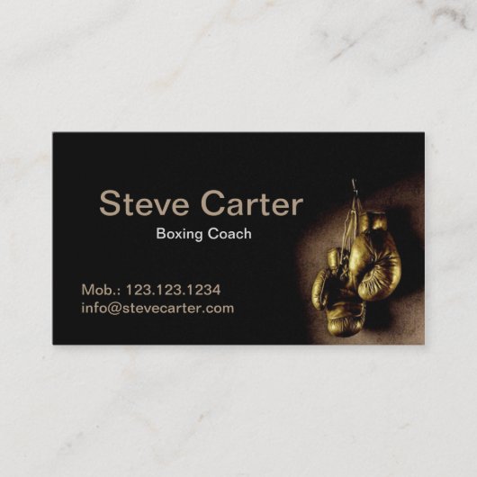 Boxing Coach Glove Prize Ring Sport Card Club Visitekaartje (Voorkant)
