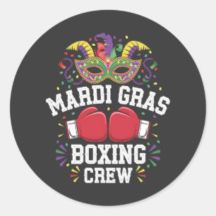 Boxing Crew, dompel jezelf onder in Mardi Gras. Ronde Sticker