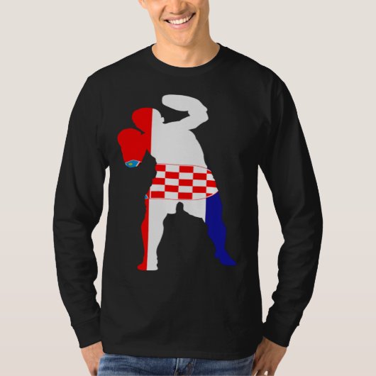 Boxing Croatia Flag Men Boys Box Male Competitive  T-shirt (Voorkant)