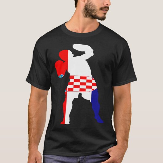 Boxing Croatia Flag Men Boys Box Male Competitive  T-shirt (Voorkant)