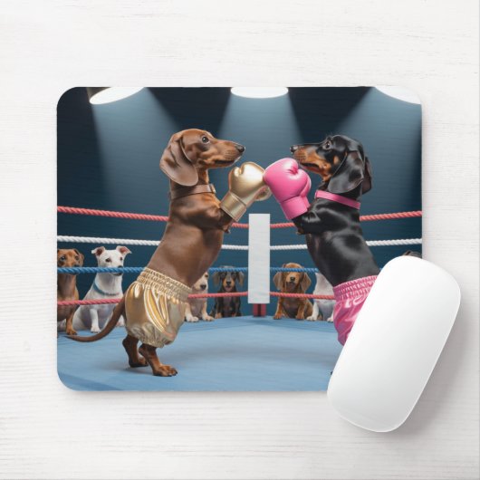 Boxing Dachshunds Mousepad Muismat (Met muis)