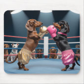 Boxing Dachshunds Mousepad Muismat (Voorkant)