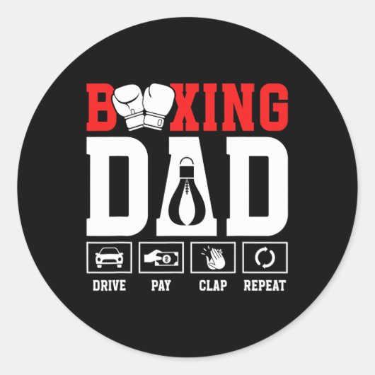 Boxing Dad Drive Pay Clap Boxing Father Ronde Sticker (Voorkant)