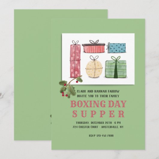 Boxing Day Dinner Party-uitnodigingen Kaart (Voorkant / Achterkant)