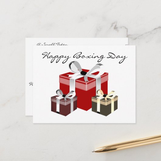 Boxing Day Employee Gift Feestdagenkaart (Voorkant / Achterkant in situ)