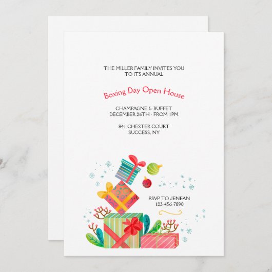 Boxing Day Holiday Uitnodiging (Voorkant / Achterkant)