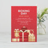 Boxing Day Invitation in Red Kaart (Staand voorkant)