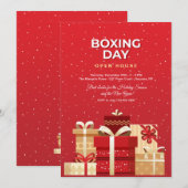Boxing Day Invitation in Red Kaart (Voorkant / Achterkant)