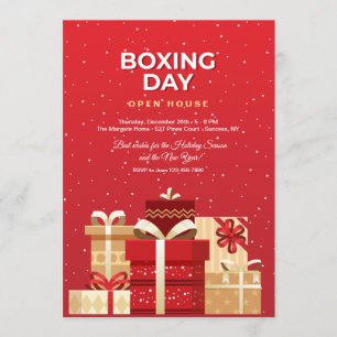Boxing Day Invitation in Red Kaart