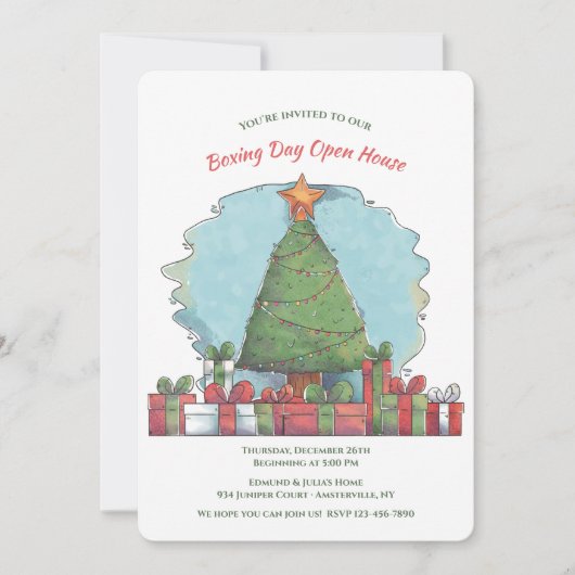Boxing Day Tree Invitation Kaart (Voorkant)