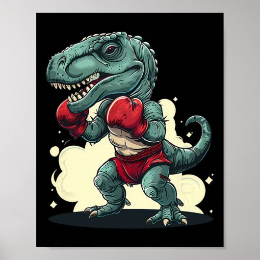 Boxing Dinosaur Boxer Dino Kickboxing T-rex Boxing Poster (Voorkant)