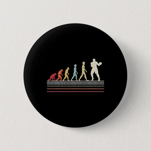 Boxing Evolution Funny Boxer Gift Retro Bo Ronde Button 5,7 Cm (Voorkant)
