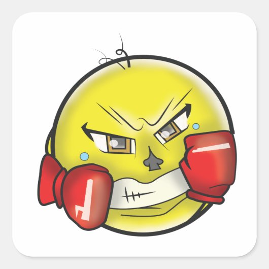 Boxing Fight Emoji W/ Ghandschoenen Vierkante Sticker (Voorkant)